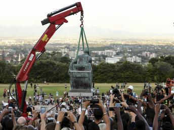 "Rhodes statue goes but protesters take on other symbols of South Africa's past" http://www.english.rfi.fr/africa/20150410-rhodes-statue-goes-row-spreads-other-symbols-south-africas-past
